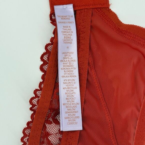 Savage X Fenty Burnt Orange Lace Bralette Bra Wireless Longline Woman Size 1X - Picture 7 of 8